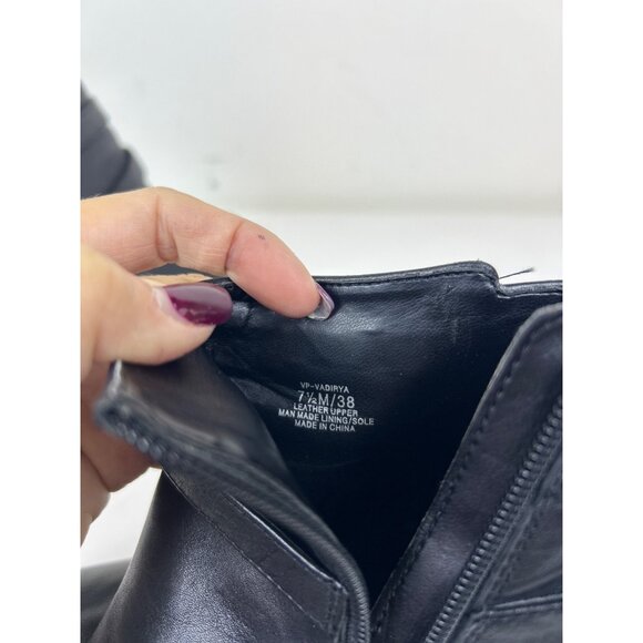 Vince Camuto Women’s 7.5M Black Leather Ankle Booties Zip Buckle Strap Heel - Picture 8 of 12